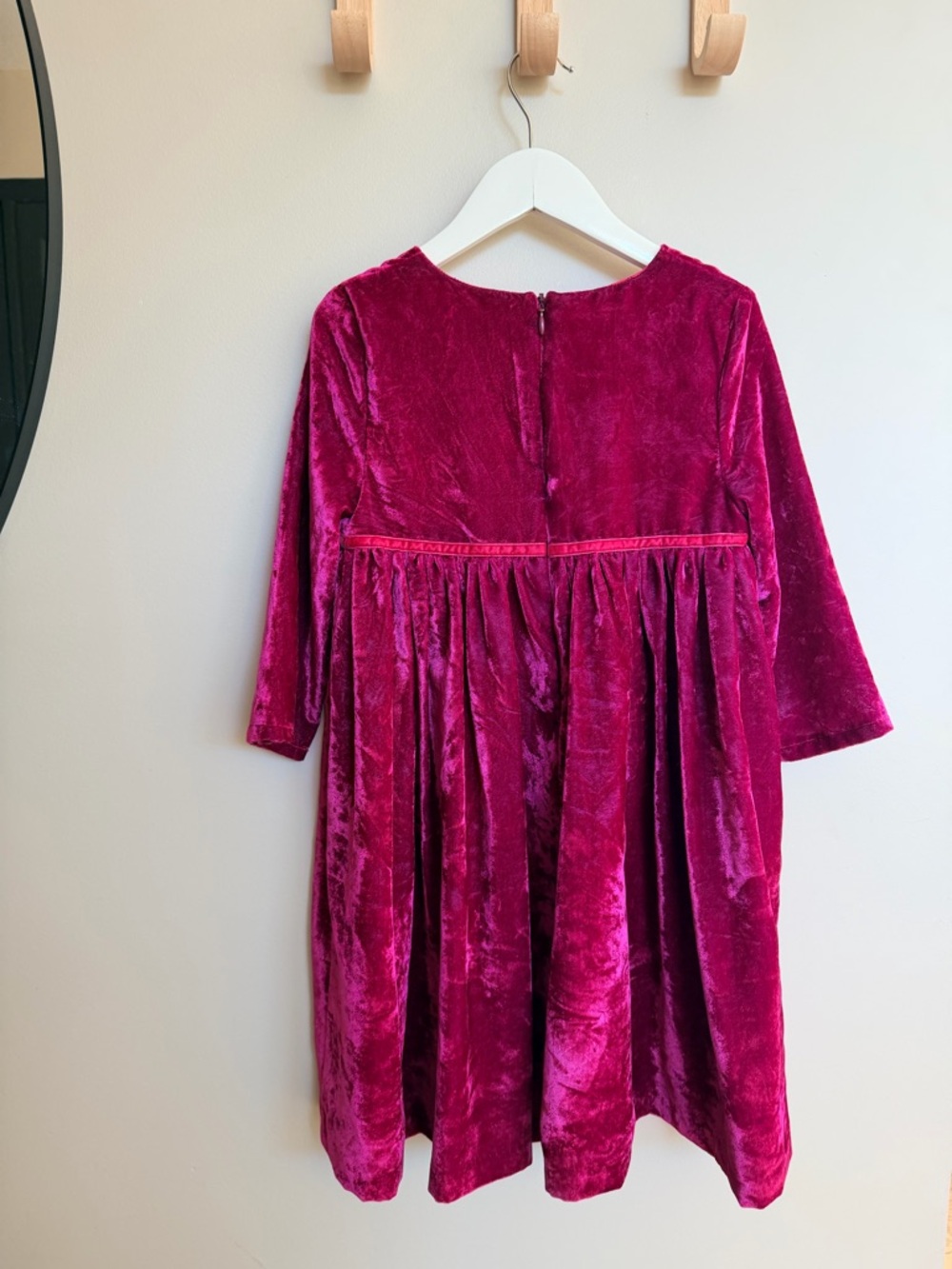 Mini Boden Girls Velvet Dress - Fuchsia Pink - Picture 2 of 5